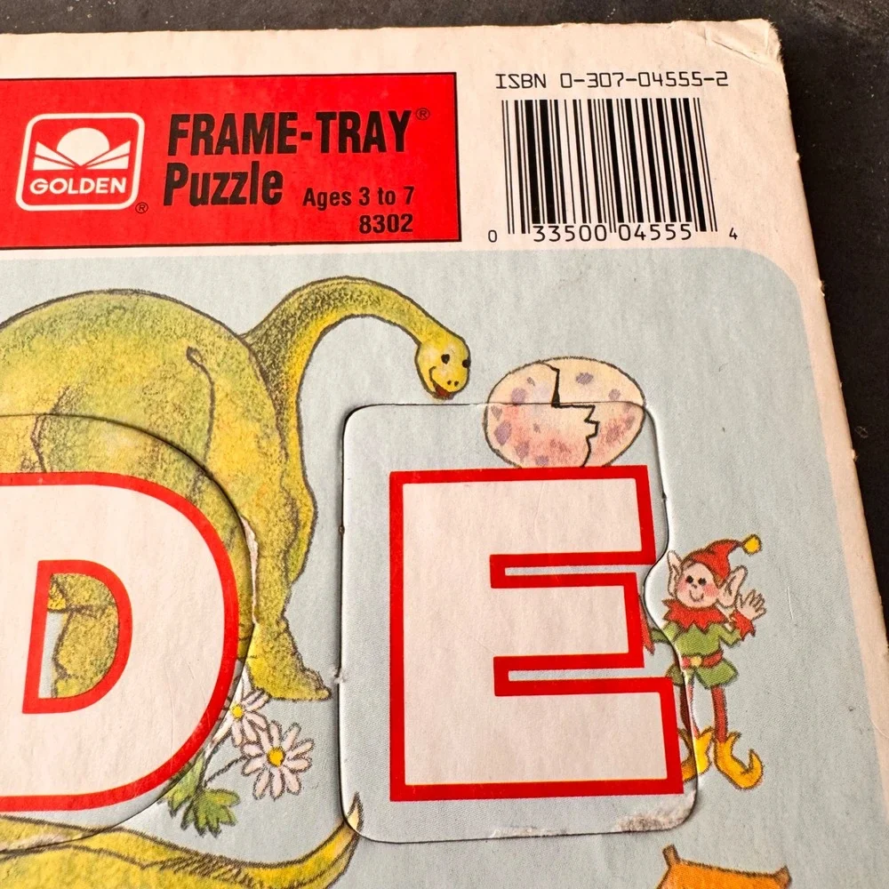 Vintage 80s Golden First Fun Alphabet Frame Tray Puzzle Educational Learning Toy
